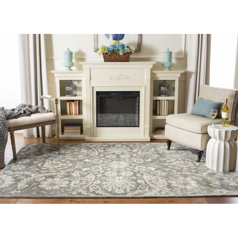 Davila Hand Tufted Viscose Floral Rug, Rectangle 5' x 8'