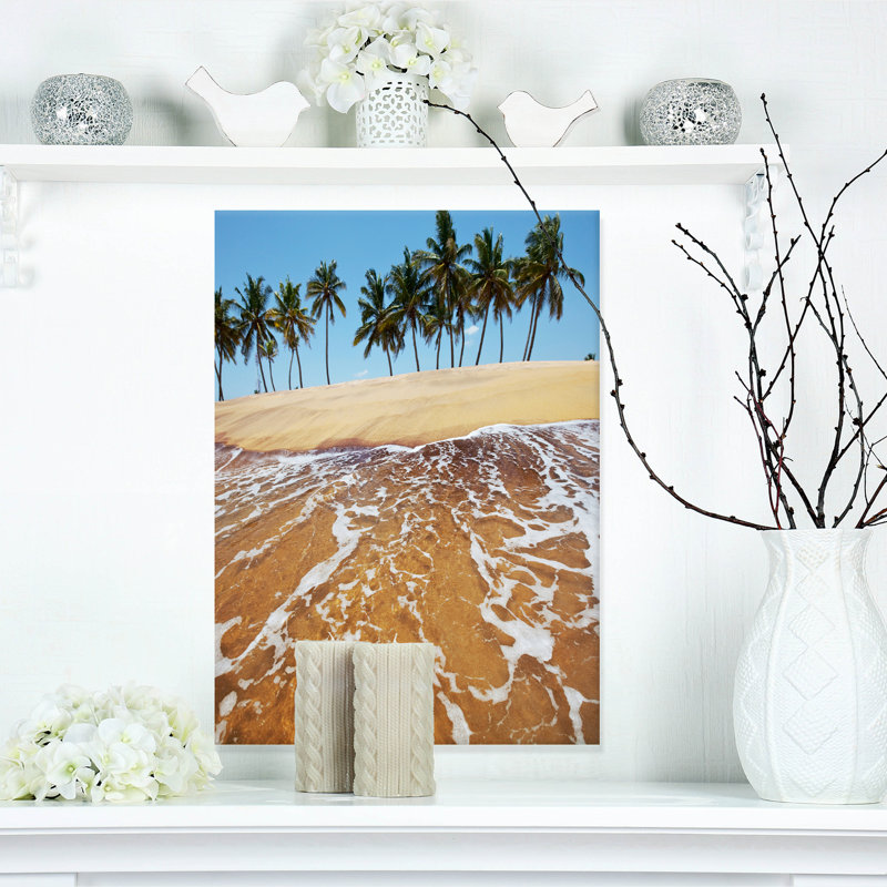 Plage tropicale avec crystal eaux, reproduction de photo sur toile tendue large mer, H 12 po x l 8 po x P 1 po, Toile tendue