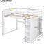 Lit mezzanine double en bois avec garde-robe, tablettes de rangement et lampe de poche à DEL avec garde-robe encastrée blanche-487903637