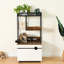 Enceinte de litière pour chat blanc - avec armoire rétro et tour d'arbre pour animaux de compagnie avec système de ventilation de style américain