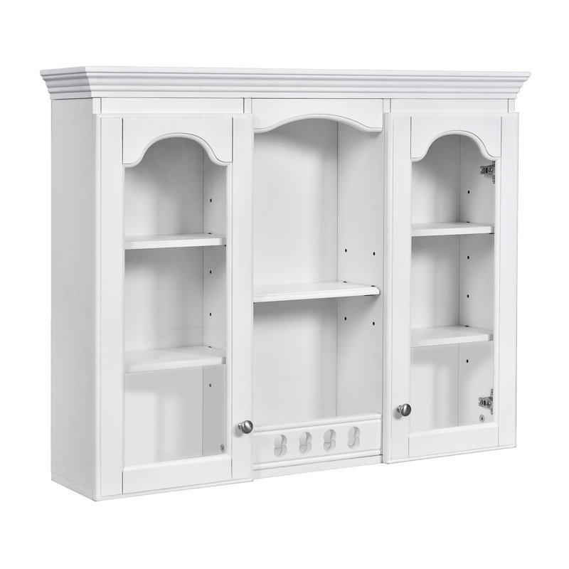 Armoire à pharmacie murale, armoire de salle de bain murale avec 2 portes en verre