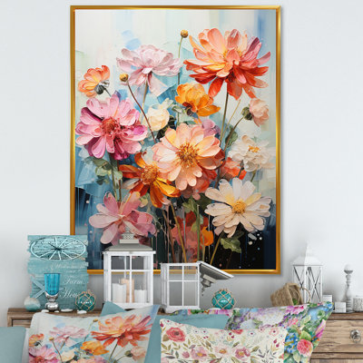 Collage de fleurs claires Zinnias III