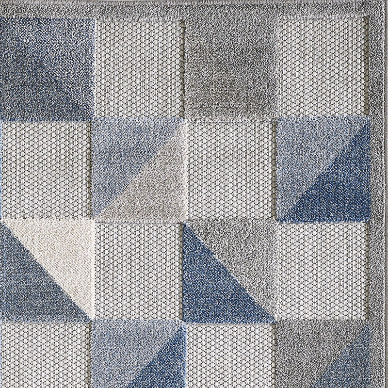 Tapis extérieur bleu et gris 2 pi x 4 pi résistant aux taches
