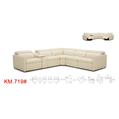 Lilliemae Upholstered 131 " Power Reclining L-Shaped Sectional