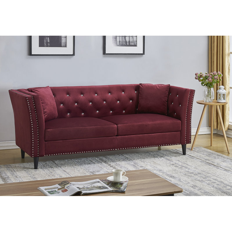 Cicero 80.3'' Velvet Sofa, Burgundy Velvet