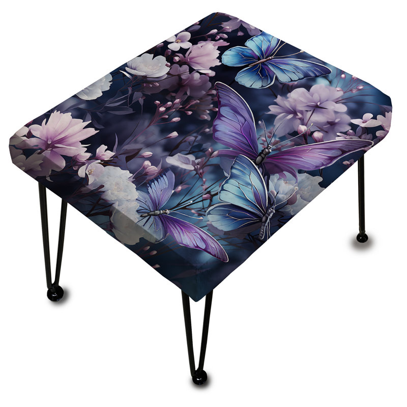 Lavender Fluttering Butterflies Pattern - Animal Print Rectangle Ottoman