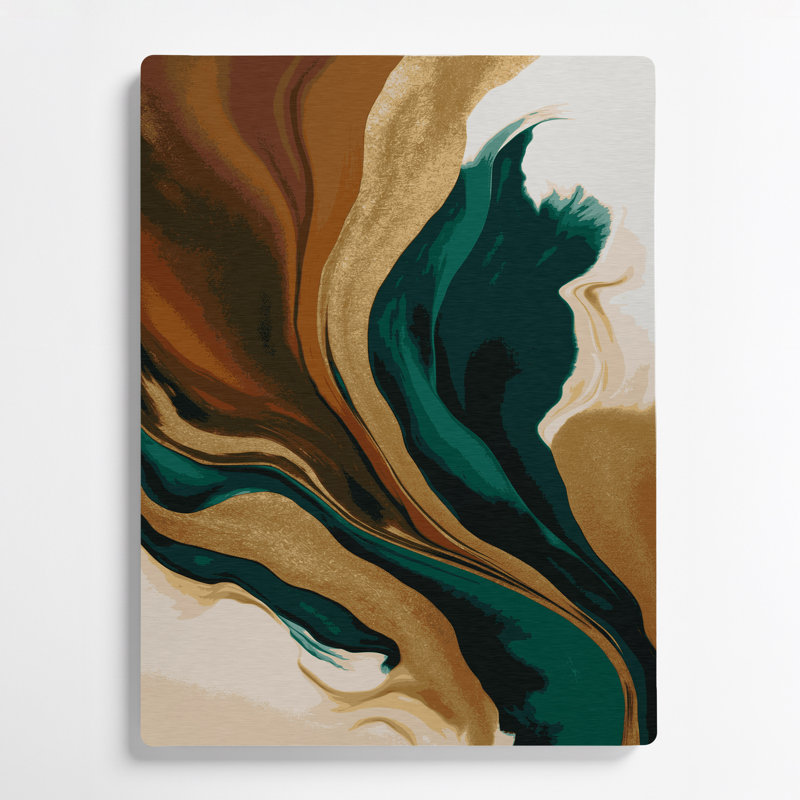 Art mural abstrait en métal vert 69, H 24 po x l 36 po