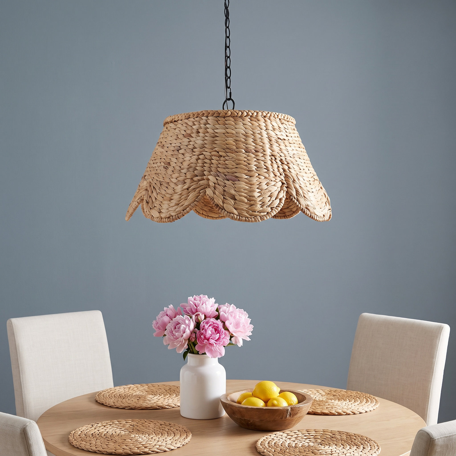 4 Light Rattan Pendant