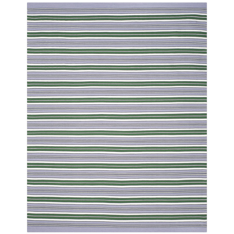Racing Point Flatweave Striped Area Rug in Lilac/Green, Rectangle 8' x 10'