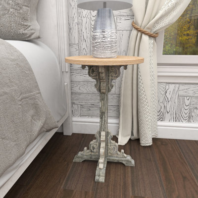 Chadwin Solid Wood Tray Top Pedestal End Table by Ophelia & Co.