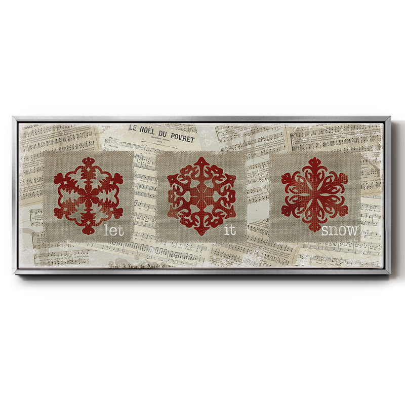Toile de jute avec flocons de neige et toile encadrée, H 20 po x l 50 po