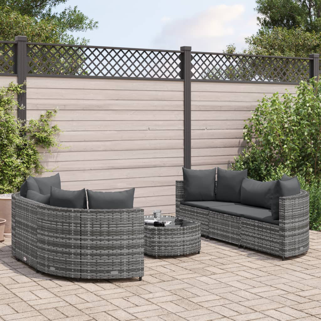 Vidaxl 7-Tlg. Garten-Sofagarnitur Mit Kissen Schwarz Poly Rattan