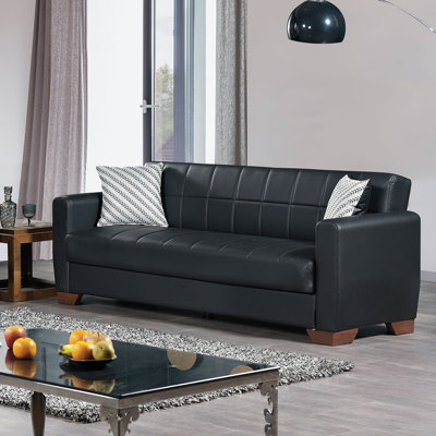 Barato Twin 84'' Faux Leather Convertible Sofa