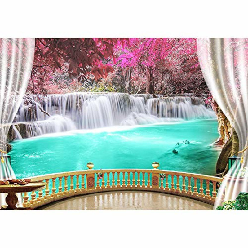 Murale vue naturelle de faux balcon, L 100 po x l 144 po