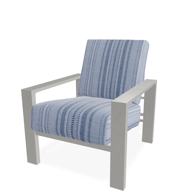 Larssen Deep Seating Cushion Arm Chair, Snow, Copeland Chambray