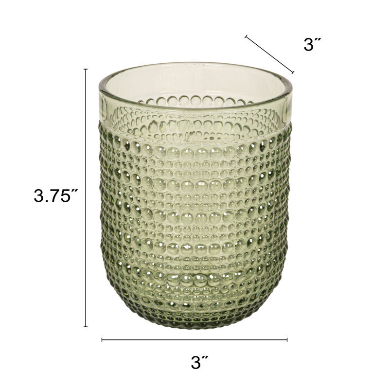 Verres ronds en verre à pois surélevés, Vert
