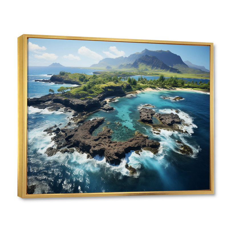 Broomall " Hawaii Tropical Escape I ", H 12 po x l 20 po, Cadre flottant doré