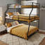 Structure de lit en métal avec lit triple et chambre à coucher pour enfants avec garde-corps pleine longueur et double échelle