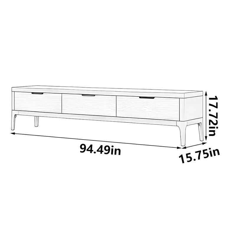 Meuble télé moderne et simple avec rangement en noyer noir, 94.49"