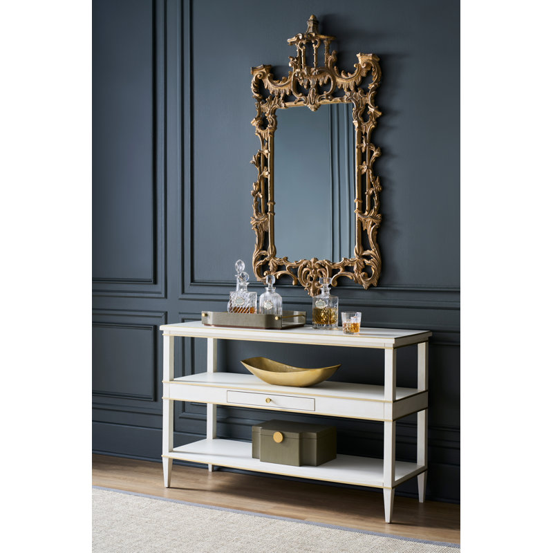 Camille Console Table, Linen/Antique Gold
