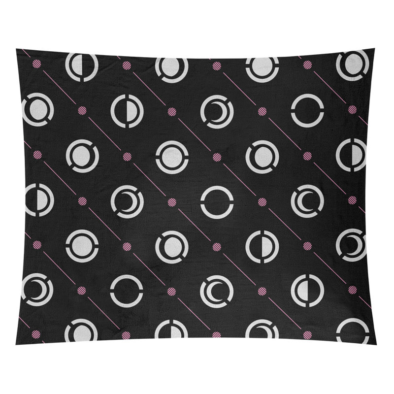 Tapisserie, H 88 po x l 104 po, Noir / rose