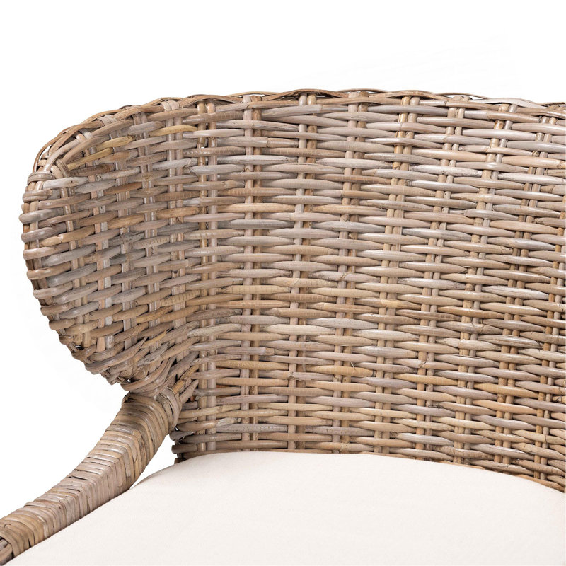 Chaise de salle à manger bohémienne en rotin naturel et bois d'acajou Kubu