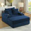 Confortable 1 velours côtelé bleu avec 2 coussins décoratifs et un canapé de siège profond pour le salon, tissu de luxe, structure à haute éponge et ressorts, soutien ergonomique réfléchi, coussin lombaire,