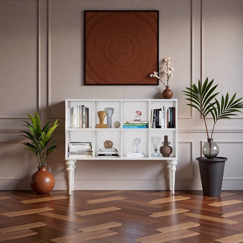 Bibliothèque à grande capacité, (2 tablettes) H 39,37 po x l 47,24 po x P 13,78 po, Crème, crème