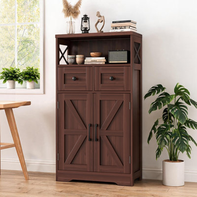 Farmhouse 42.5" H Storage Cabinet with 2 Doors, 2 Drawers & Adjustable Shelf