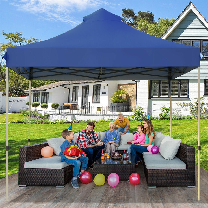 10 Ft. W x 10 Ft. D Steel Pop-Up Canopy, blue