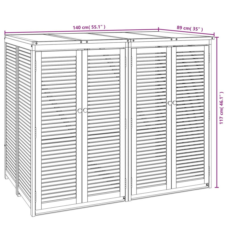 Bacilio Wooden Double Bin Store