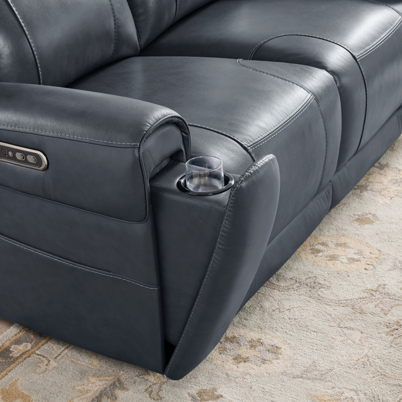 Canapé inclinable électrique en cuir Winslow, Marine