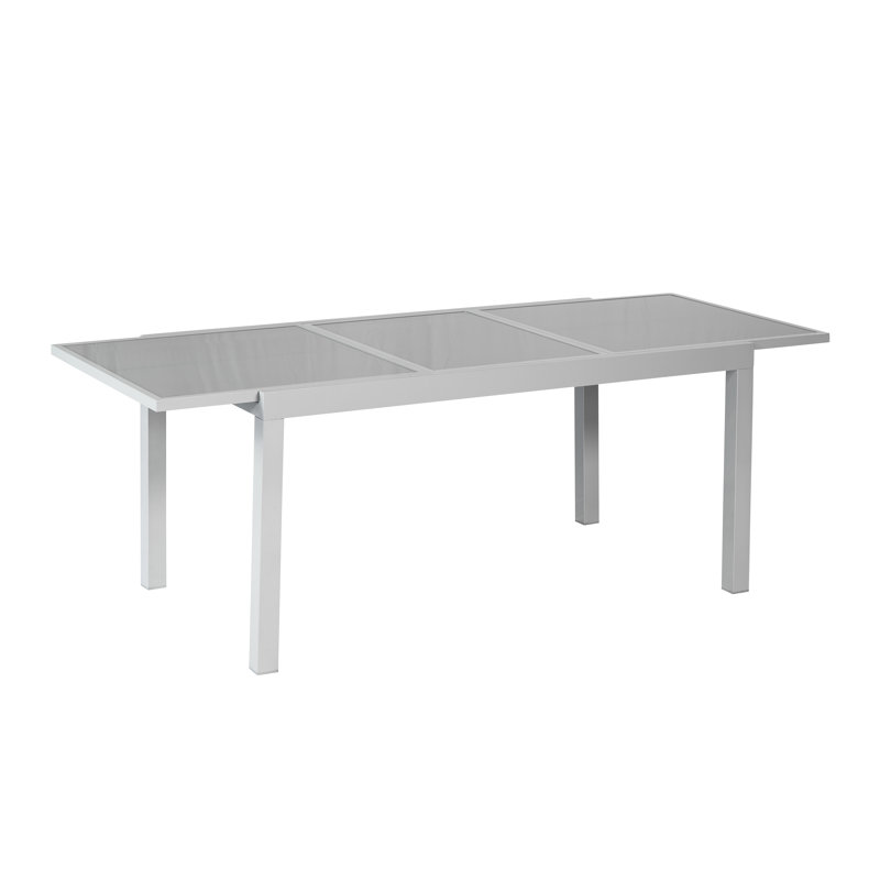 Ashmita Rectangular Glass Extendable Outdoor Dining Table 90 cm D, 75cm H x 140 - 200cm W x 90cm D