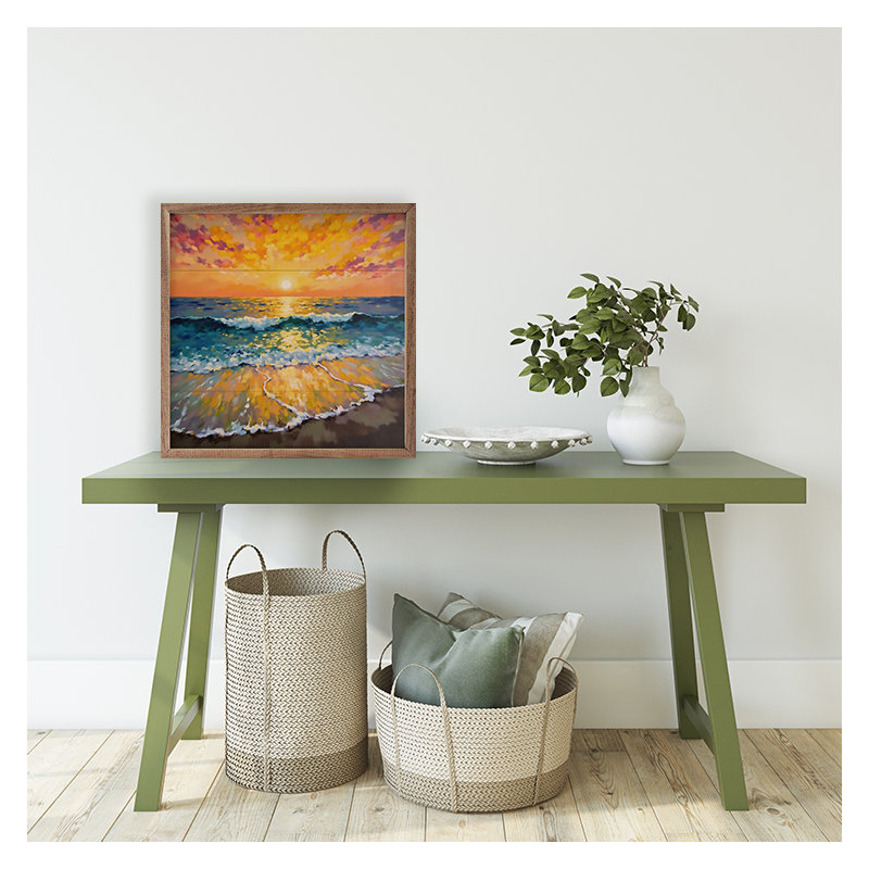 Bright Summer Sunset Ocean, H 4 po x l 4 po