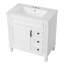 Meuble-lavabo de 30 po avec lavabo en céramique, blanc, petite armoire de lavabo, 2 tiroirs et tablette réglable, fonctionnement silencieux et en douceur-130913046-130913043