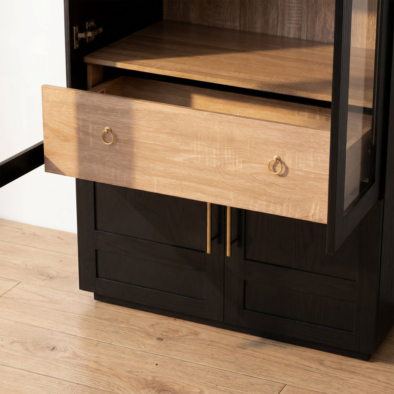 Armoire de rangement de 71 po de hauteur avec garde-manger caché Farmhouse, Noir