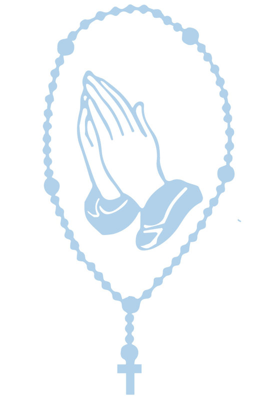 Décalcomanie murale rosary catholique, H 22 po x l 11 po x P 0,01 po, Bleu poudré