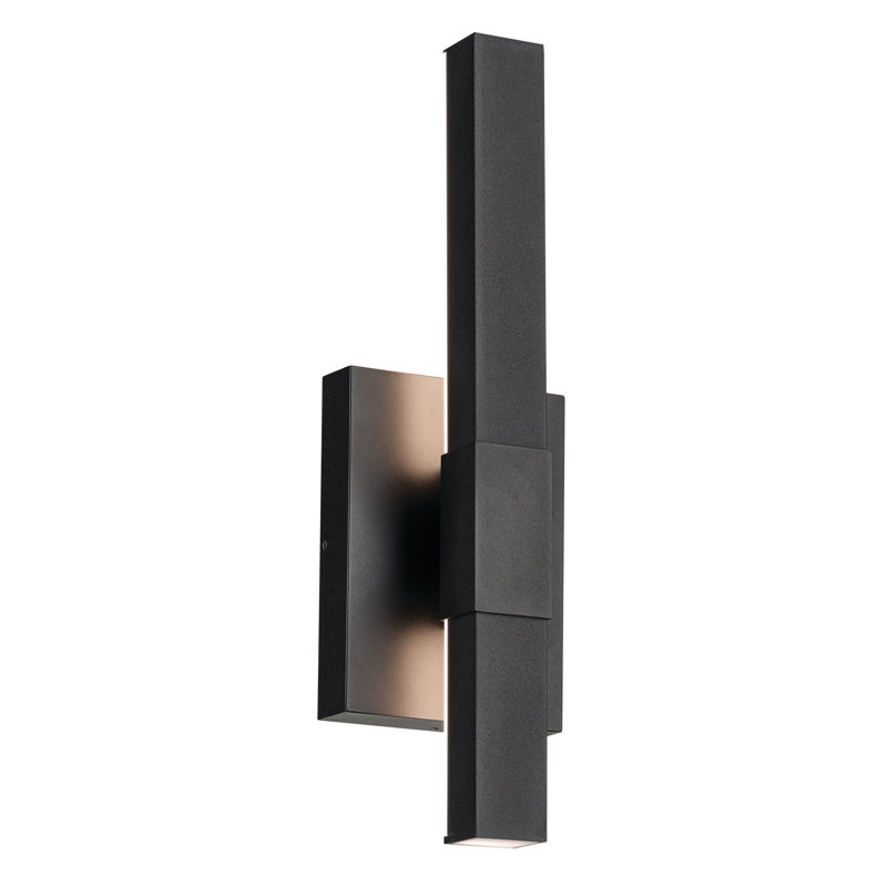 16" Black LED Outdoor Wall Light, 16" H x 5" W x 3.5" D
