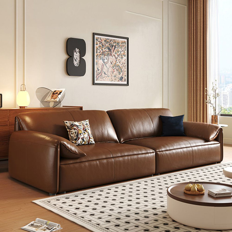Canapé modulaire en cuir véritable brun Brownness