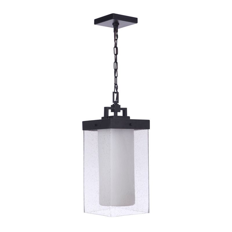 Luminaire suspendu d'extérieur noir / blanc à 1 ampoule H 20,07 po