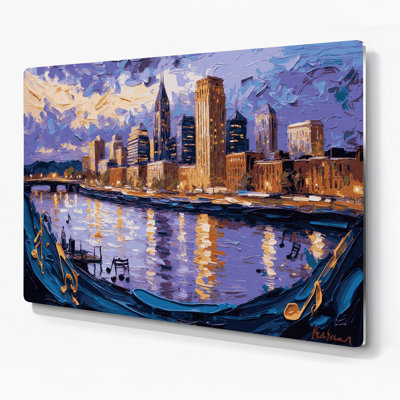 Cities Nashville TN Purple Metal Wall Art