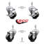 3 Inch Phenolic Wheel Swivel 10mm Threaded Stem Caster Set 2 Brakes SCC