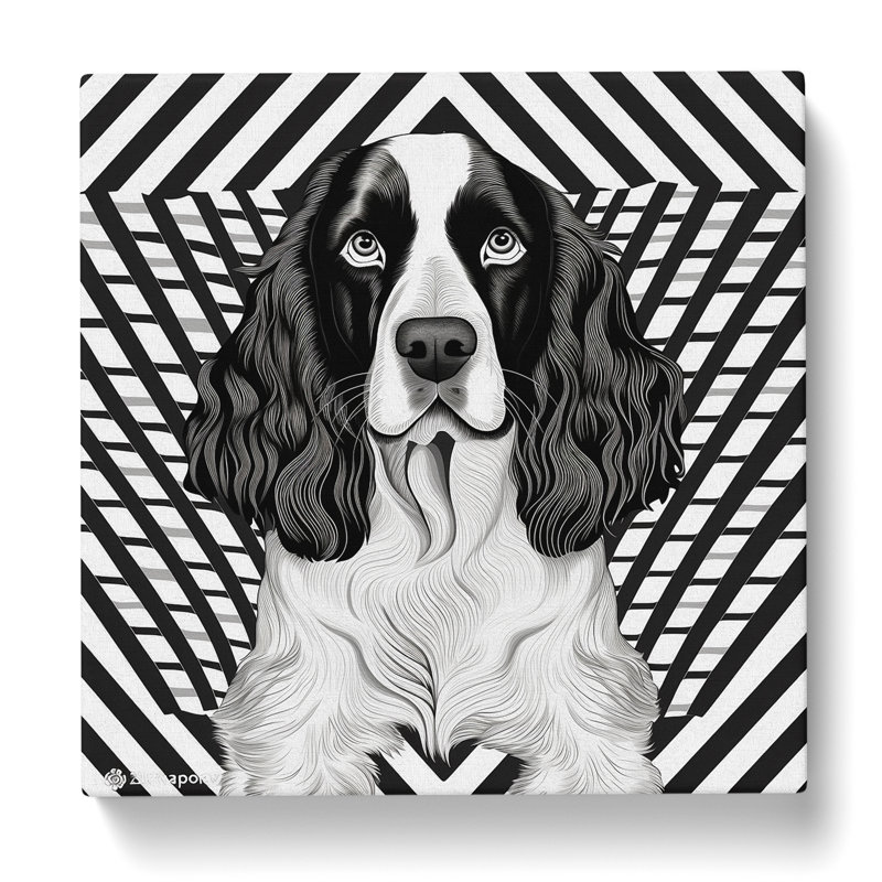 English Springer Spaniel Op Art - Wrapped Canvas, 50cm H x 50cm W x 3cm D