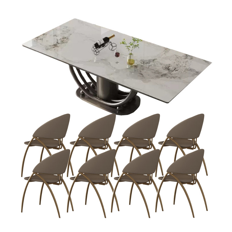 Modern sintered stone top dining table sets, 29.5"H x 78.7"L x 39.4"W