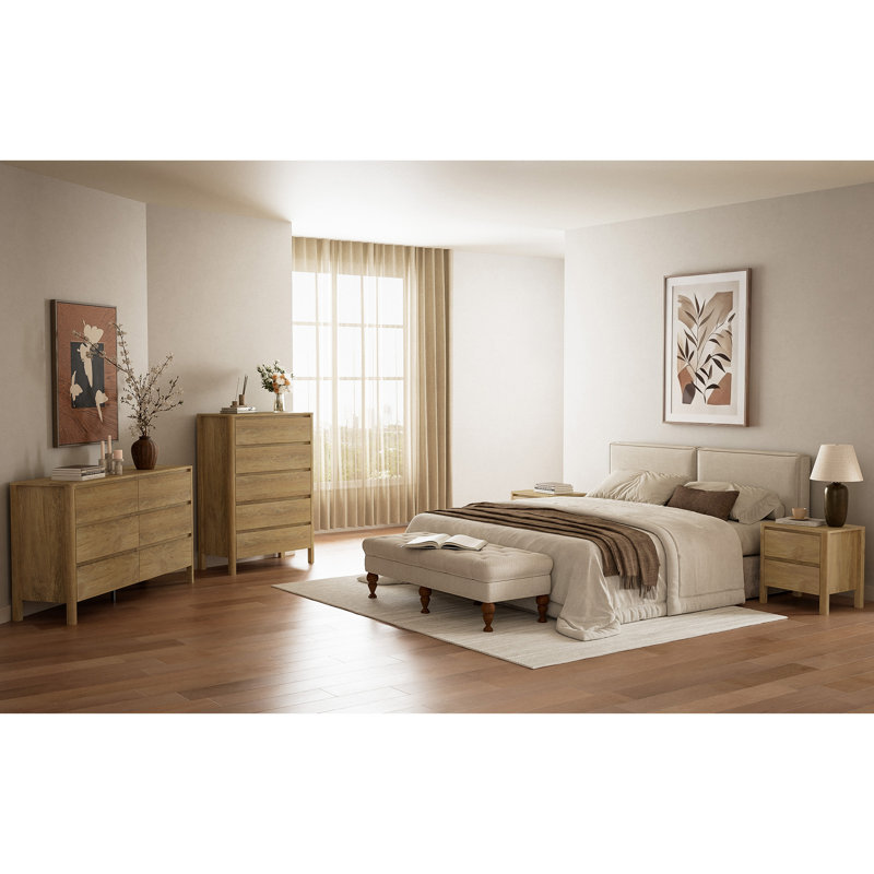 Commode 6 tiroirs 55,1 po, Bois de chêne