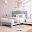 Base de lit Cloud avec tête de lit ronde et pieds cylindriques | Lit plateforme tapissier Soft Boucle, robuste et silencieux, aucun sommier tapissier requis-1883034666-1883034665