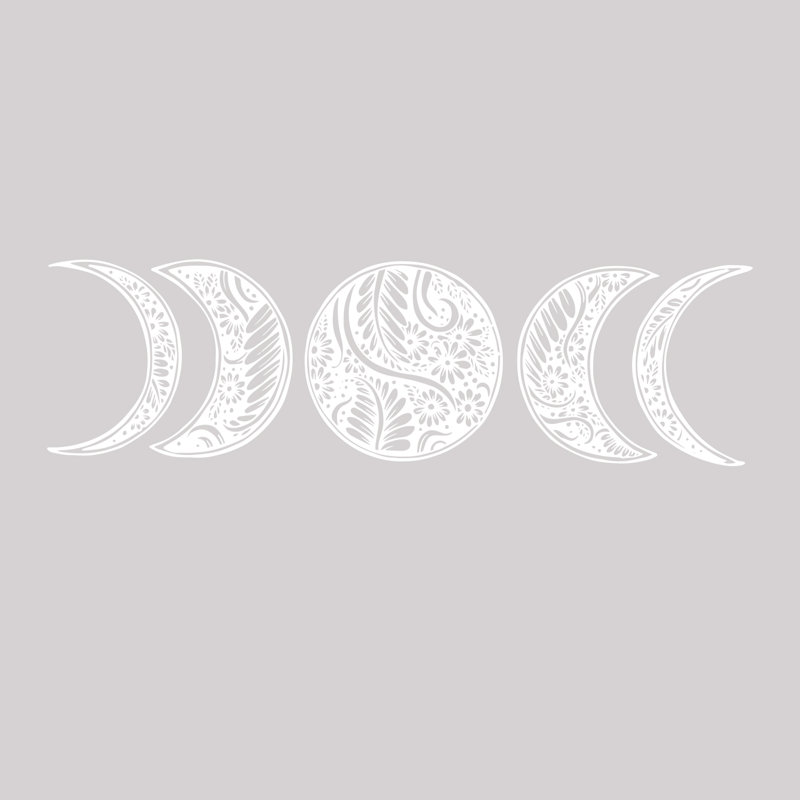 Adhésif décoratif lune mandala, H 10 po x l 34 po, Blanc