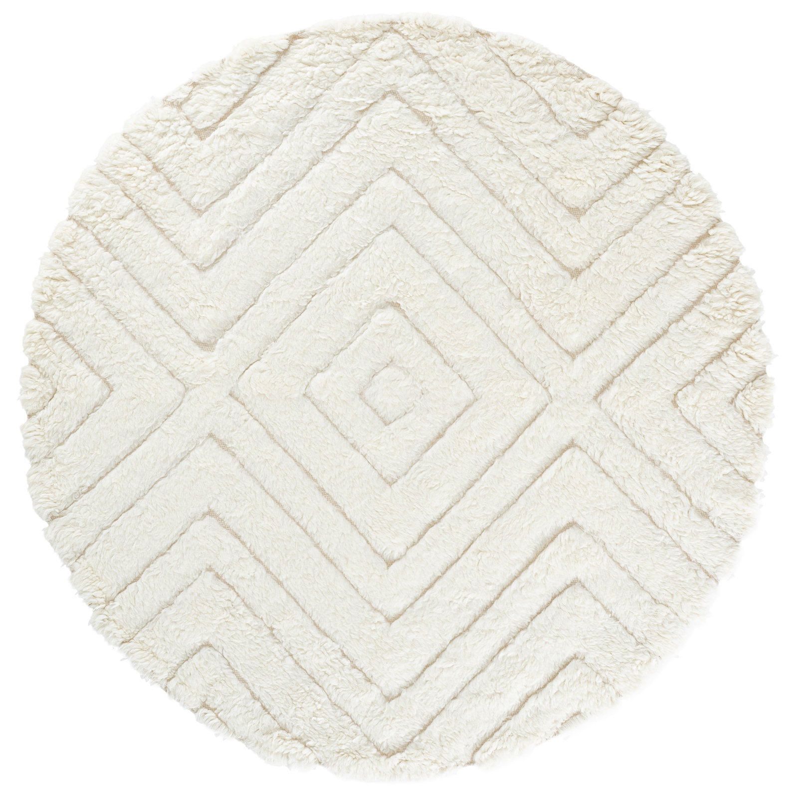 Dabria Handmade Wool Ivory Rug, Round 7'