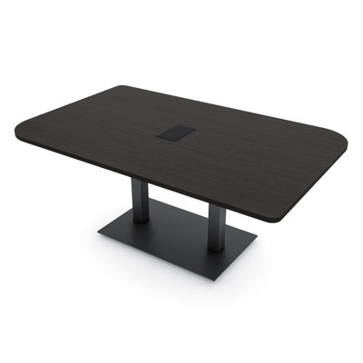 Duo Shaped Conference Table with Double Metal Post Base | Electrical Unit