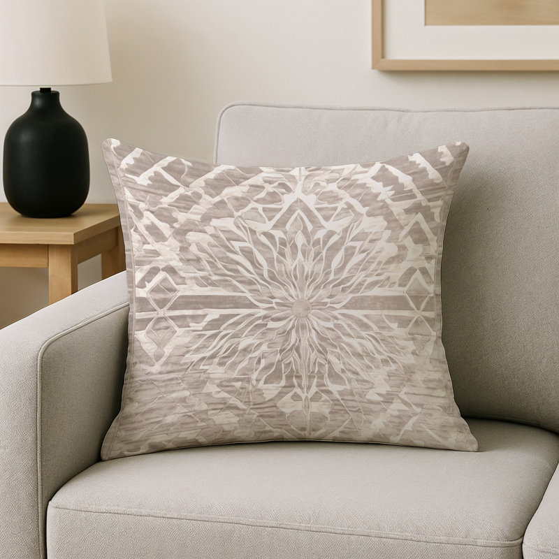 Coussin décoratif intérieur / extérieur bleu Modern Modern, Beige / abstrait, Carré 20 po